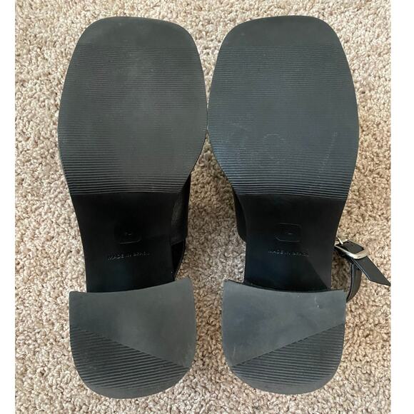 Steve Madden Leather Forza Sandal US 7 Black Block Heel Slingback Chunky Y2K - Picture 7 of 12